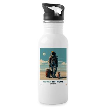 Never Without My Cat in Space - Water bottle with straw - white - Right