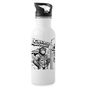 GreaseMonkey Linienzeichnung - Trinkflasche mit integriertem Trinkhalm - Weiß - Rechts