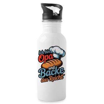 Grandpa Bakes Bread Humor - Water bottle with straw - white - Right