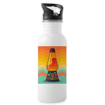 Groovy Psychedelic Lava Lamp in Vibrant Colors - Water bottle with straw - white - Right