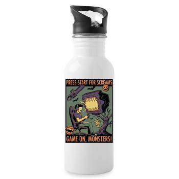 Continuez à jouer, Monster : Spooky Gamer Design - Gourde avec paille intégrée - blanc - Droite