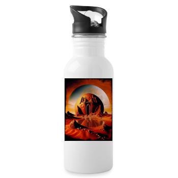 Red Moon Temple Desert Sphere - Water bottle with straw - white - Right