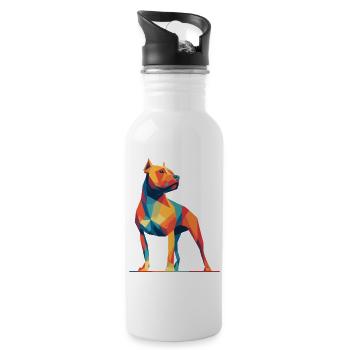 Geometric Dog in Prismatic Colors - Water bottle with straw - white - Right