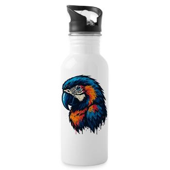 Magnificent parrot head - Water bottle with straw - white - Right