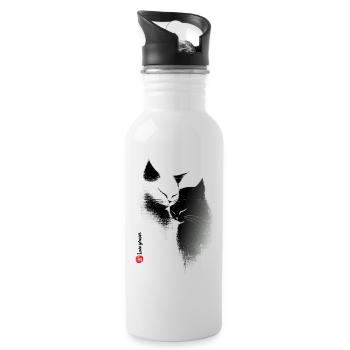 Cat Love - Water bottle with straw - white - Right