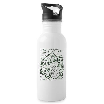 Bergwanderer im Waldlandschaft - Trinkflasche mit integriertem Trinkhalm - Weiß - Rechts