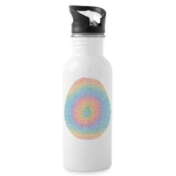 Regenbogen-Fingerprint Spirale - Trinkflasche mit integriertem Trinkhalm - Weiß - Rechts