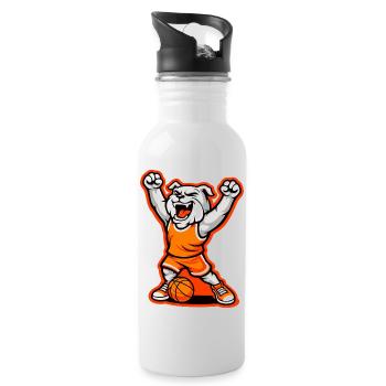 Bulldog Basketball Sieges-Maskottchen - Trinkflasche mit integriertem Trinkhalm - Weiß - Rechts