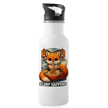 Kawaii Cat Ramen Noodles Anime Cat - Water bottle with straw - white - Right