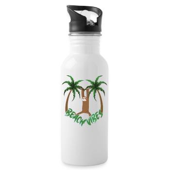 Beach Vibes Sloth - Water bottle with straw - white - Right