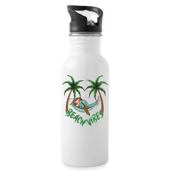 Hot to relax sloth beach - Water bottle with straw - white - Right