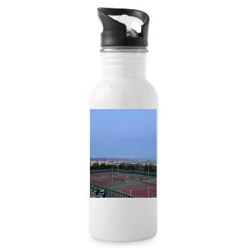 Panorama tennis facility over the city - Water bottle with straw - white - Right
