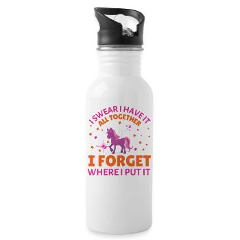 Unicorn forget where i put it - Water bottle with straw - white - Right