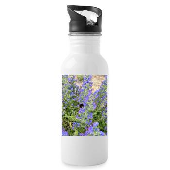 Lilac Blossoms Bee-Friendly Pattern - Water bottle with straw - white - Right