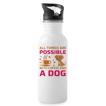 All things possible coffee dog - Trinkflasche mit integriertem Trinkhalm - Weiß - Rechts