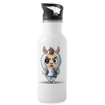 Hoodie Monster mit Kaffeebecher - Trinkflasche mit integriertem Trinkhalm - Weiß - Rechts
