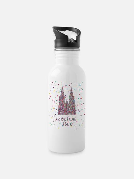 Cologne Jeck Cologne Cathedral Carnival Confetti - Water bottle with straw - white