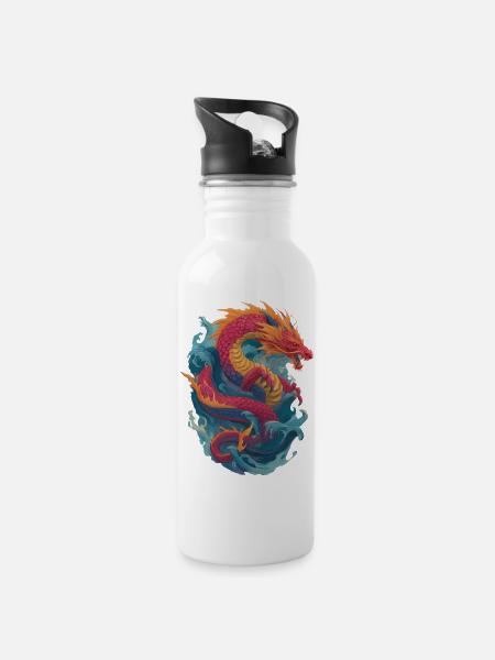 Dragon - Gourde avec paille intégrée - blanc