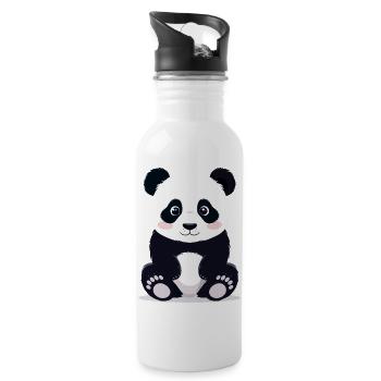 Assis petit panda câlin et mignon - Gourde avec paille intégrée - blanc - Droite