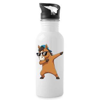 Cool Dabbing Horse Sunglasses Cartoon-Kunst - Trinkflasche mit integriertem Trinkhalm - Weiß - Rechts