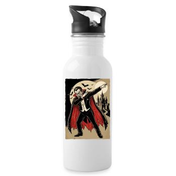 Dabbender Vampir – lustiges Horror Cartoon - Trinkflasche mit integriertem Trinkhalm - Weiß - Rechts