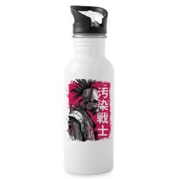 Punk warrior with characters - Water bottle with straw - white - Right