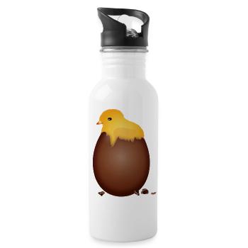 Chocolate Easter Egg with Cute Chick - Water bottle with straw - white - Right