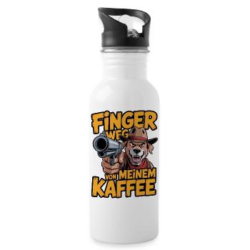 Finger weg von meinem Kaffee – Wachhund - Trinkflasche mit integriertem Trinkhalm - Weiß - Rechts