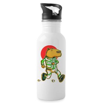 Kapybara-Läufer - Trinkflasche mit integriertem Trinkhalm - Weiß - Rechts