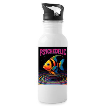 Psychedelische Fische in Spiralen - Trinkflasche mit integriertem Trinkhalm - Weiß - Rechts