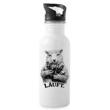 Schaf mit Bierflaschen – Läuft. - Trinkflasche mit integriertem Trinkhalm - Weiß - Rechts