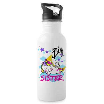 Magische große Schwester schlafende Einhorn - Trinkflasche mit integriertem Trinkhalm - Weiß - Rechts