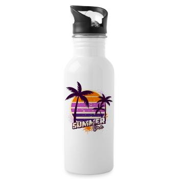Sonnenuntergangspalmen – Sommerzeit - Trinkflasche mit integriertem Trinkhalm - Weiß - Rechts