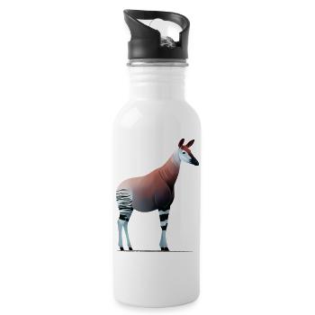 Okapi - Trinkflasche mit integriertem Trinkhalm - Weiß - Rechts