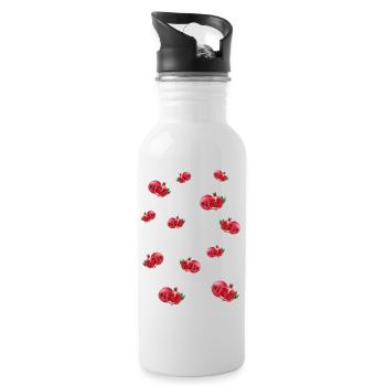 pomegranate - Water bottle with straw - white - Right