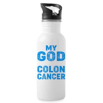 Colon, Cancer, Large Intestine - Water bottle with straw - white - Right