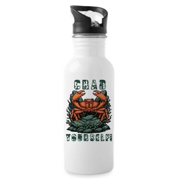 Vintage Crab Yourself Crab Humor - Trinkflasche mit integriertem Trinkhalm - Weiß - Rechts