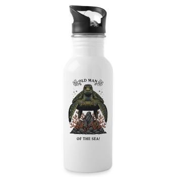 Vintage Sea Turtle Old Man of the Sea - Water bottle with straw - white - Right
