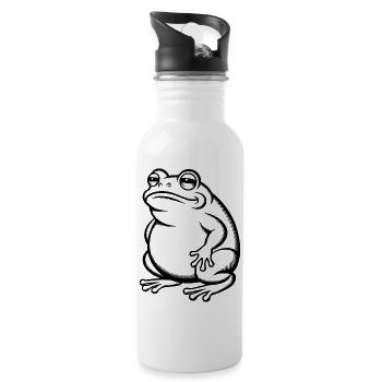 Dicke fette Kröte - Dicker fetter Frosch - Trinkflasche mit integriertem Trinkhalm - Weiß - Rechts