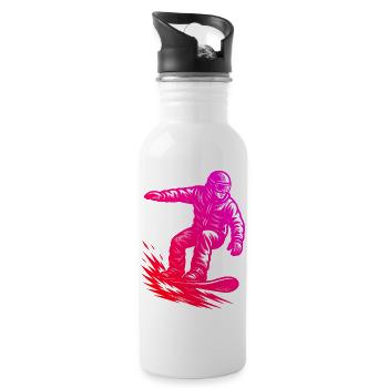 Ein Must Have für echte Snowboard - Trinkflasche mit integriertem Trinkhalm - Weiß - Rechts