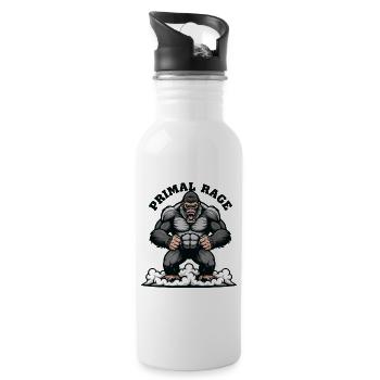 Urwut Gorilla Muskelkraft - Trinkflasche mit integriertem Trinkhalm - Weiß - Rechts