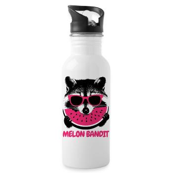 Raccoon Bandit – Sunglasses & Melon - Water bottle with straw - white - Right