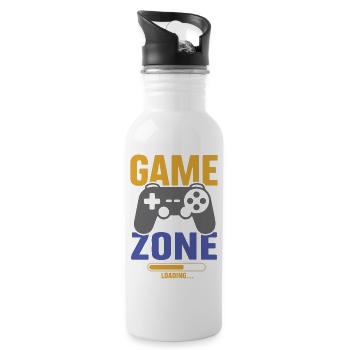 Gamer – Game Zone lädt... - Trinkflasche mit integriertem Trinkhalm - Weiß - Rechts