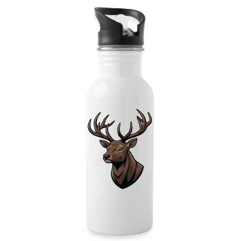 Imperial Deer Majestic Nature - Water bottle with straw - white - Right