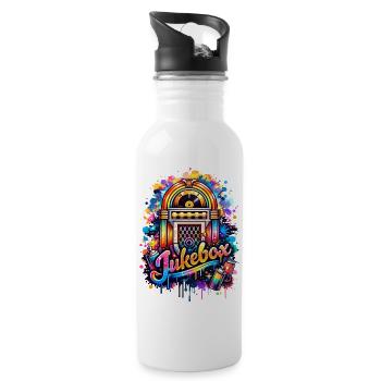 Colorful jukebox in graffiti style - Water bottle with straw - white - Right