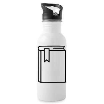 Buch Notizbuch Lesezeichen Icon - Trinkflasche mit integriertem Trinkhalm - Weiß - Rechts