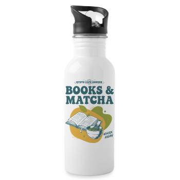 Books And Matcha Kyoto Cafe Corner Whisk Away - Trinkflasche mit integriertem Trinkhalm - Weiß - Rechts