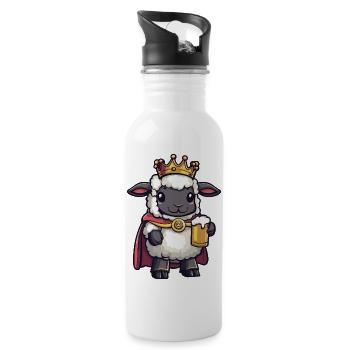 Sheep Beer King - Water bottle with straw - white - Right
