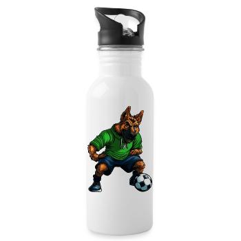 German Shepherd Footballer - Water bottle with straw - white - Right