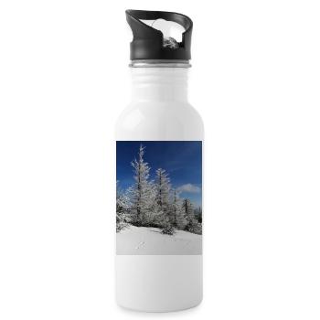 Winter Forest Snow Magic - Water bottle with straw - white - Right